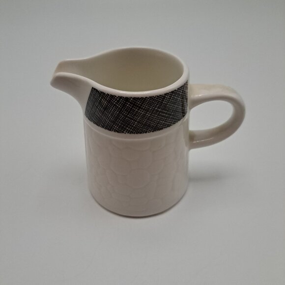 Syracuse China Syralite Textured White Creamer Black Accent Design Vintage - Picture 4 of 7